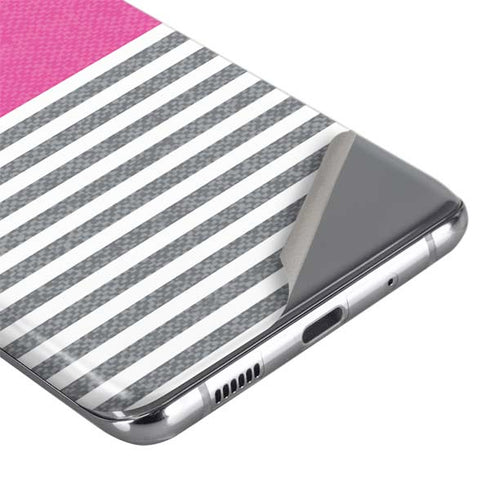 Pink and Grey Stripes Galaxy S20 Skin