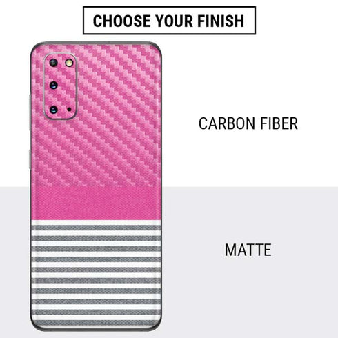 Pink and Grey Stripes Galaxy S20 Skin