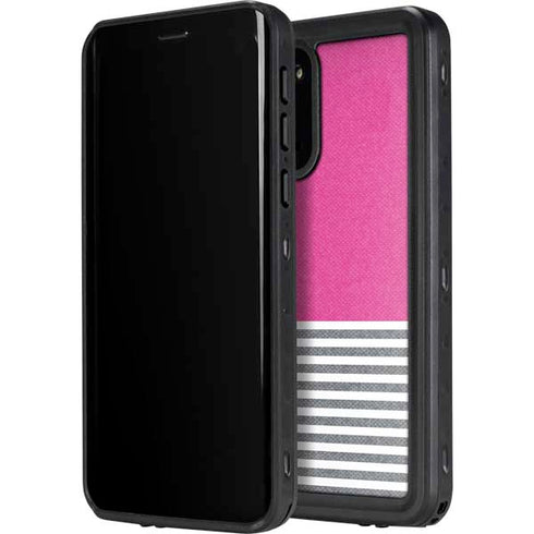 Pink and Grey Stripes Galaxy S20 Waterproof Case