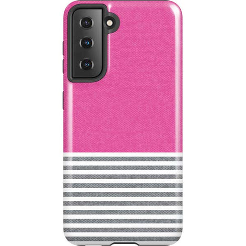 Pink and Grey Stripes Galaxy S21 5G Pro Case