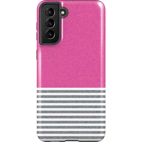 Pink and Grey Stripes Galaxy S21 Plus 5G Pro Case