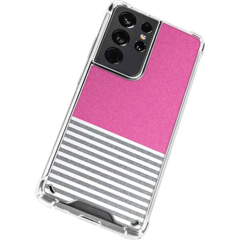 Pink and Grey Stripes Galaxy S21 Ultra 5G Clear Case