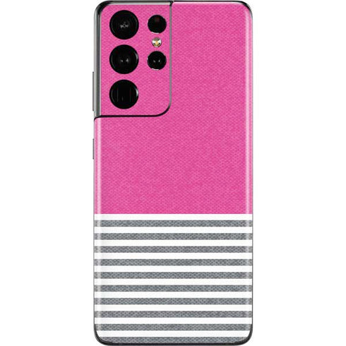 Pink and Grey Stripes Galaxy S21 Ultra 5G Skin