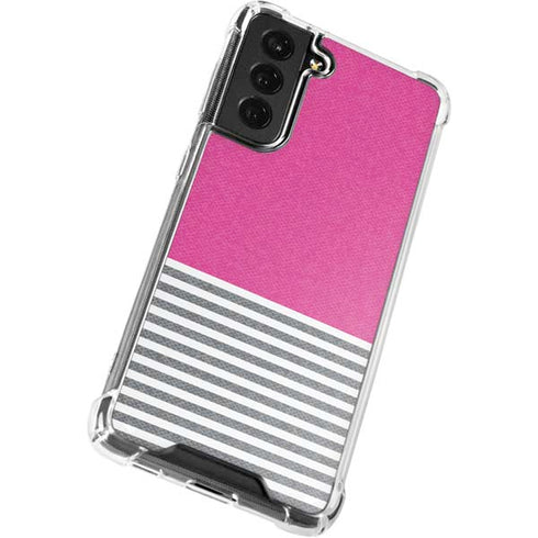 Pink and Grey Stripes Galaxy S22 Plus Clear Case