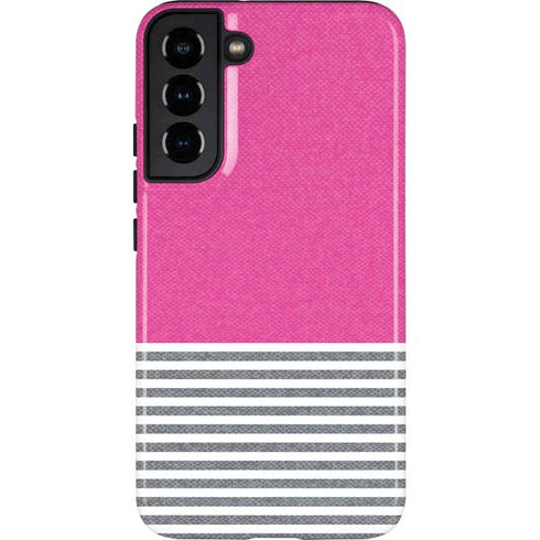 Pink and Grey Stripes Galaxy S22 Plus Pro Case