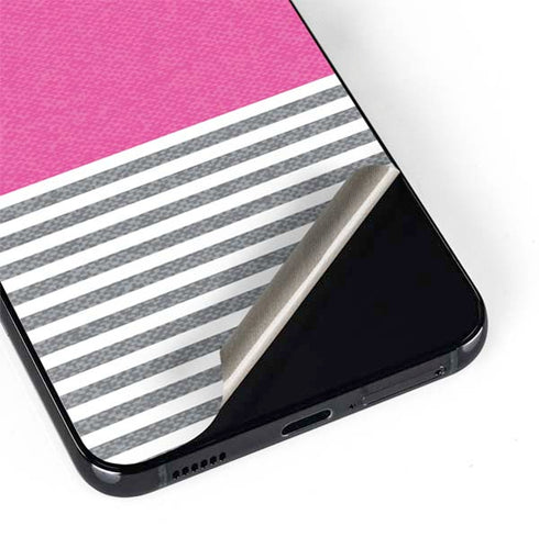 Pink and Grey Stripes Galaxy S22 Plus Skin