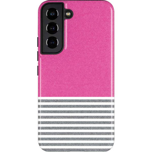Pink and Grey Stripes Galaxy S22 Pro Case