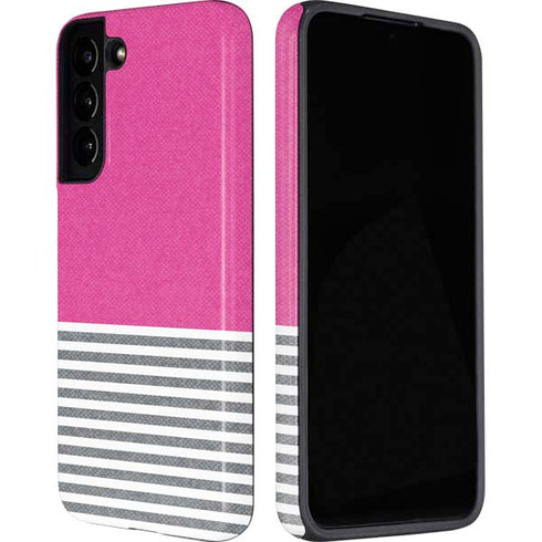 Pink and Grey Stripes Galaxy S22 Pro Case