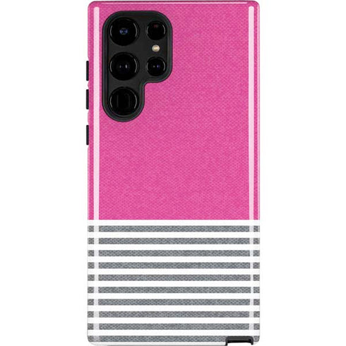 Pink and Grey Stripes Galaxy S22 Ultra Pro Case