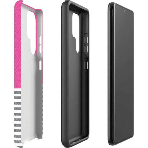Pink and Grey Stripes Galaxy S22 Ultra Pro Case