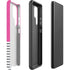 Pink and Grey Stripes Galaxy S22 Ultra Pro Case