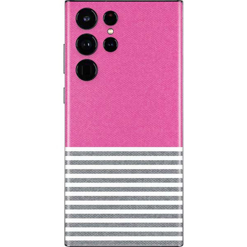 Pink and Grey Stripes Galaxy S22 Ultra Skin