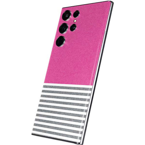 Pink and Grey Stripes Galaxy S22 Ultra Skin