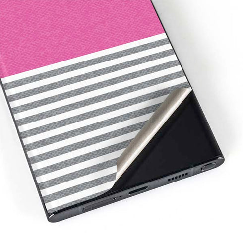 Pink and Grey Stripes Galaxy S22 Ultra Skin