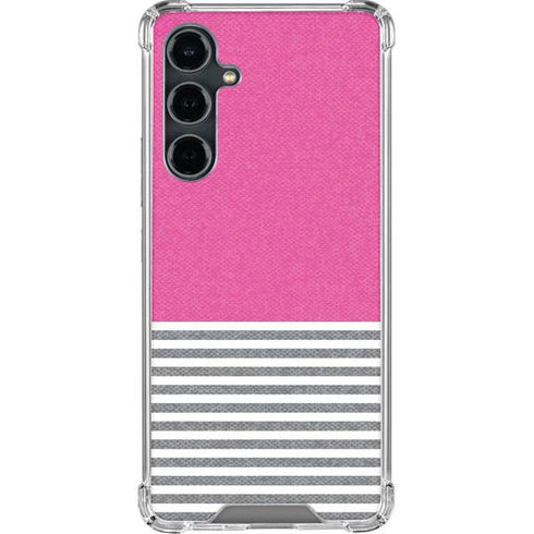 Pink and Grey Stripes Galaxy S23 FE Clear Case