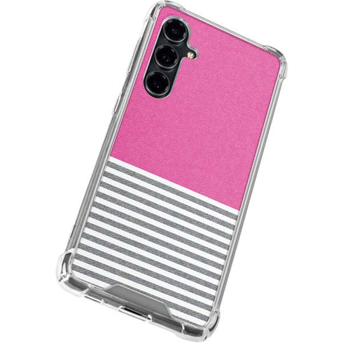 Pink and Grey Stripes Galaxy S23 FE Clear Case