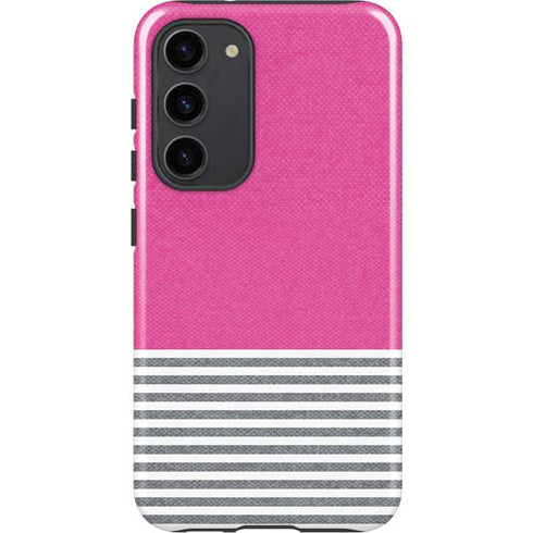 Pink and Grey Stripes Galaxy S23 Plus Pro Case