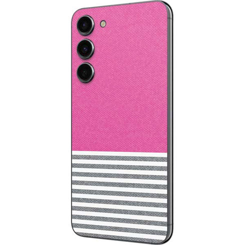 Pink and Grey Stripes Galaxy S23 Plus Skin