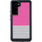 Pink and Grey Stripes Galaxy S23 Plus Waterproof Case