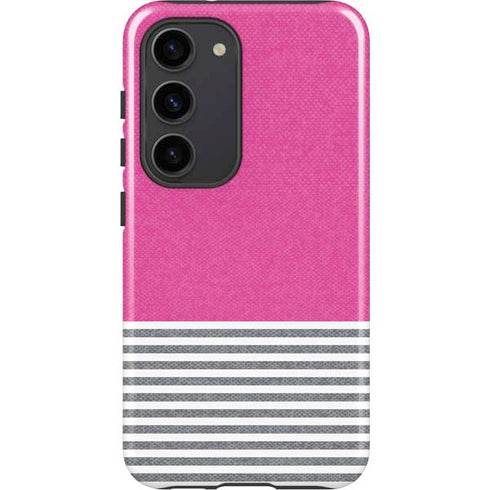 Pink and Grey Stripes Galaxy S23 Pro Case