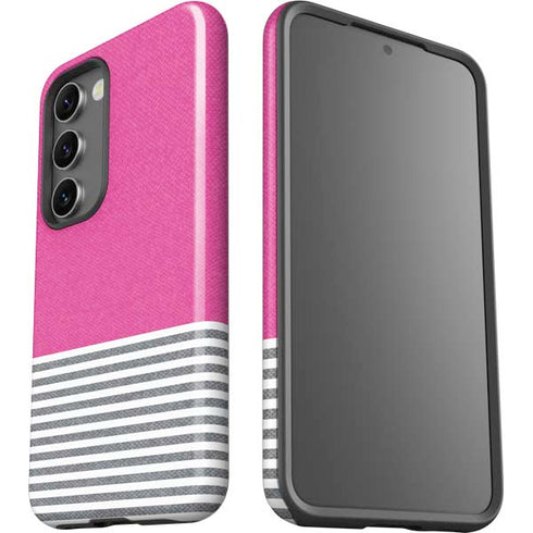Pink and Grey Stripes Galaxy S23 Pro Case