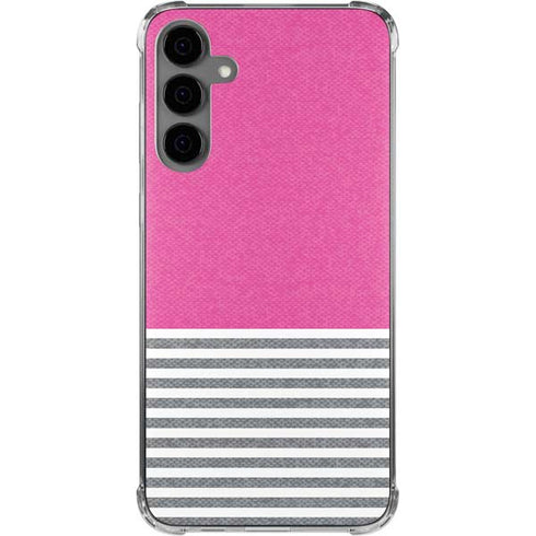 Pink and Grey Stripes Galaxy S24 Plus Clear Case