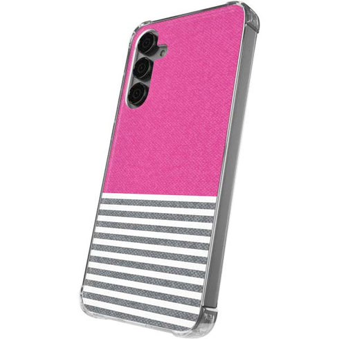 Pink and Grey Stripes Galaxy S24 Plus Clear Case