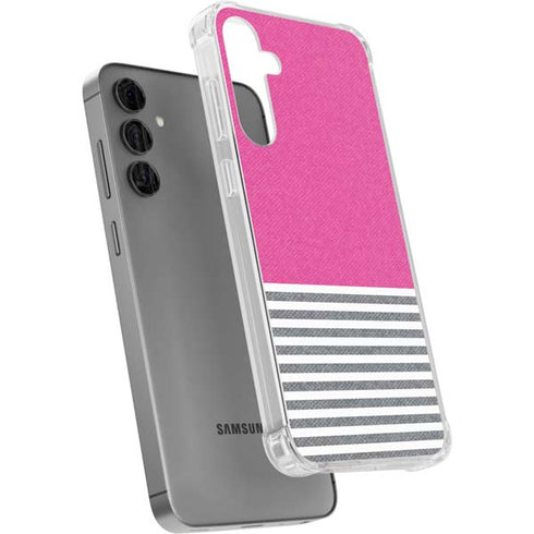 Pink and Grey Stripes Galaxy S24 Plus Clear Case