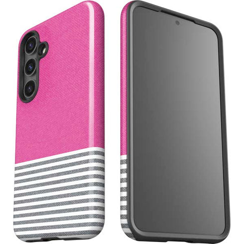 Pink and Grey Stripes Galaxy S24 Plus Impact Case