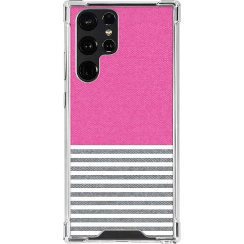 Pink and Grey Stripes Galaxy S24 Ultra Clear Case
