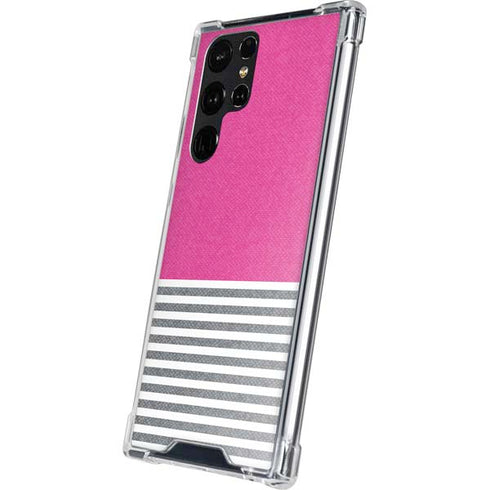 Pink and Grey Stripes Galaxy S24 Ultra Clear Case