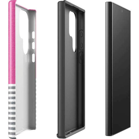 Pink and Grey Stripes Galaxy S24 Ultra Impact Case