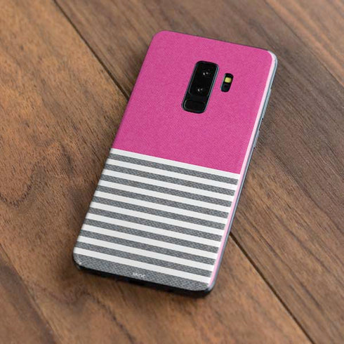 Pink and Grey Stripes Galaxy S9 Plus Skin