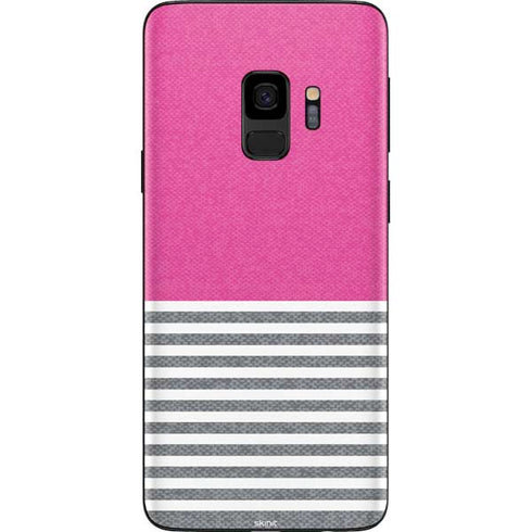Pink and Grey Stripes Galaxy S9 Skin