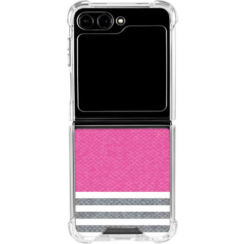 Pink and Grey Stripes Galaxy Z Flip5 5G Clear Case