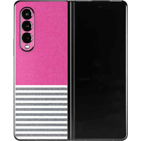 Pink and Grey Stripes Galaxy Z Fold3 5G Skin