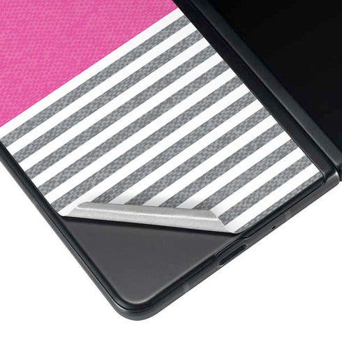 Pink and Grey Stripes Galaxy Z Fold3 5G Skin