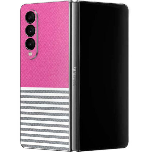 Pink and Grey Stripes Galaxy Z Fold4 5G Skin