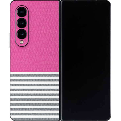 Pink and Grey Stripes Galaxy Z Fold4 5G Skin