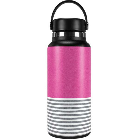 Pink and Grey Stripes Hydro Flask 32oz Wide Mouth Skin