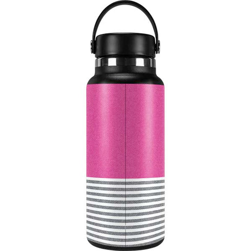 Pink and Grey Stripes Hydro Flask 32oz Wide Mouth Skin