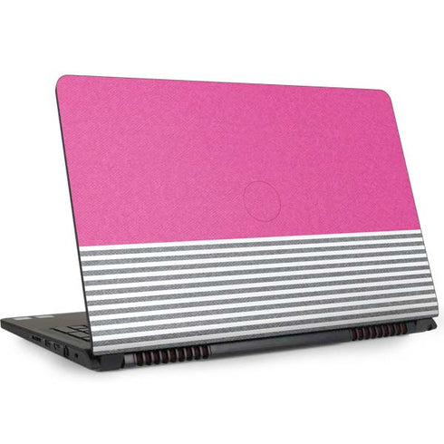 Pink and Grey Stripes Dell Inspiron Skin