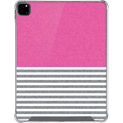 Pink and Grey Stripes iPad Pro 12.9in (2020) Clear Case