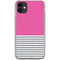 Pink and Grey Stripes iPhone 11 Clear Case