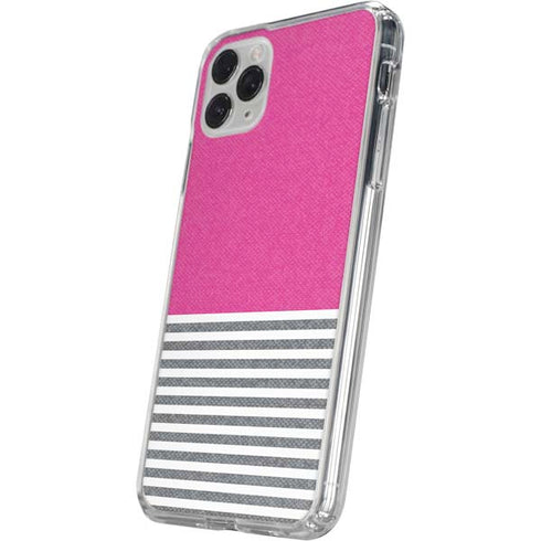 Pink and Grey Stripes iPhone 11 Pro Clear Case