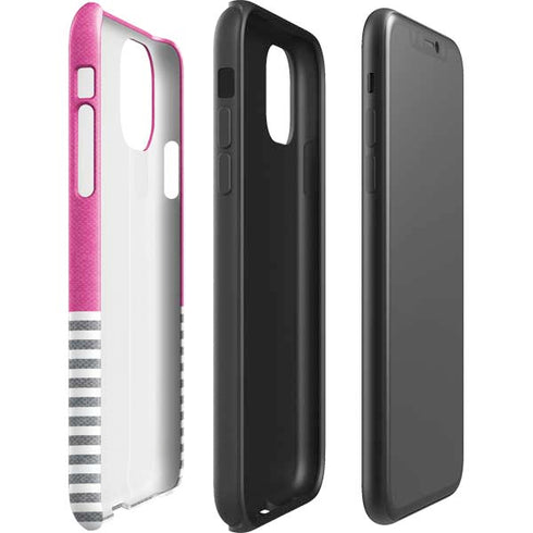 Pink and Grey Stripes iPhone 11 Pro Max Impact Case