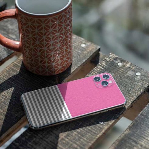 Pink and Grey Stripes iPhone 11 Pro Max Skin