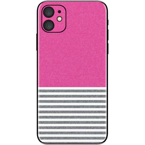 Pink and Grey Stripes iPhone 11 Skin