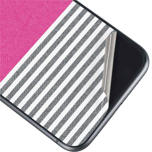 Pink and Grey Stripes iPhone 11 Skin