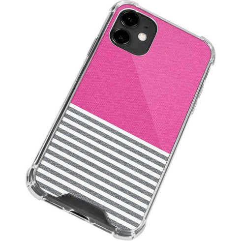 Pink and Grey Stripes iPhone 12 Mini Clear Case